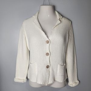 Fabiana Filippi White Knit Button Cardigan Sweater